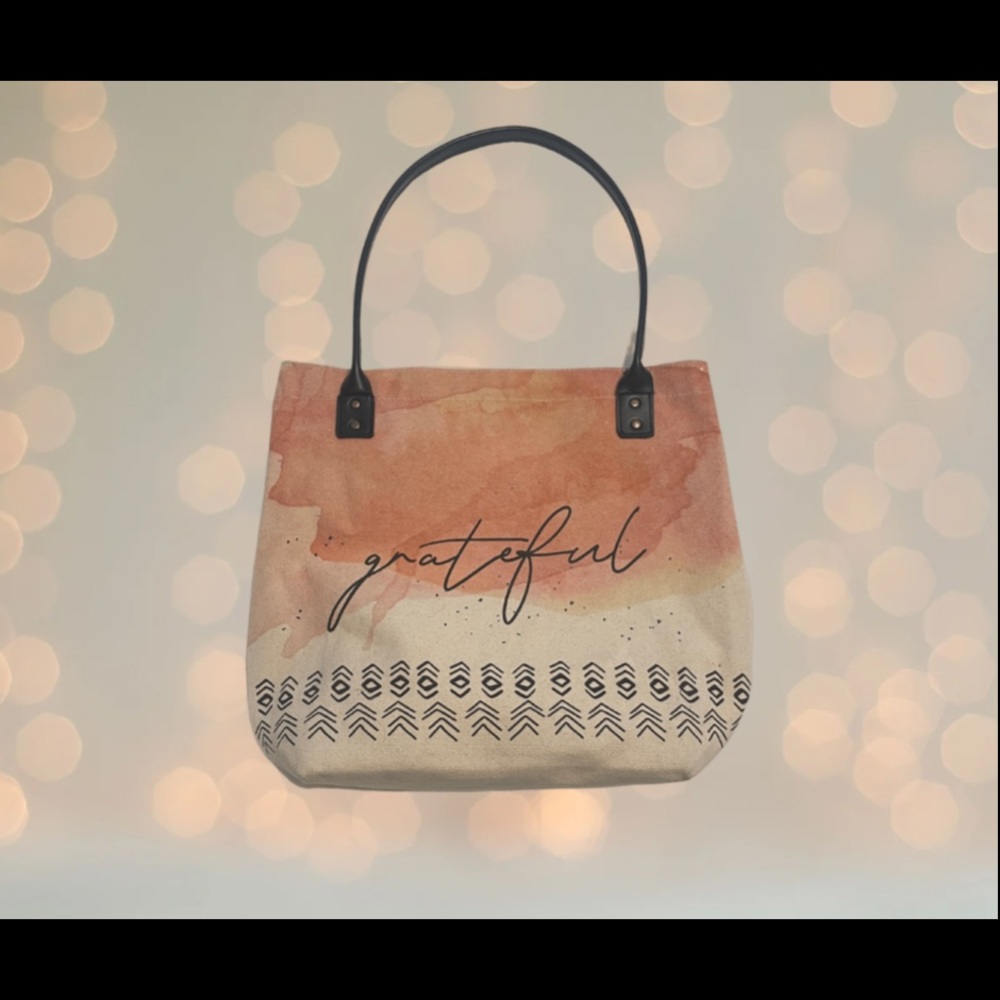 Boho “grateful” tote bag